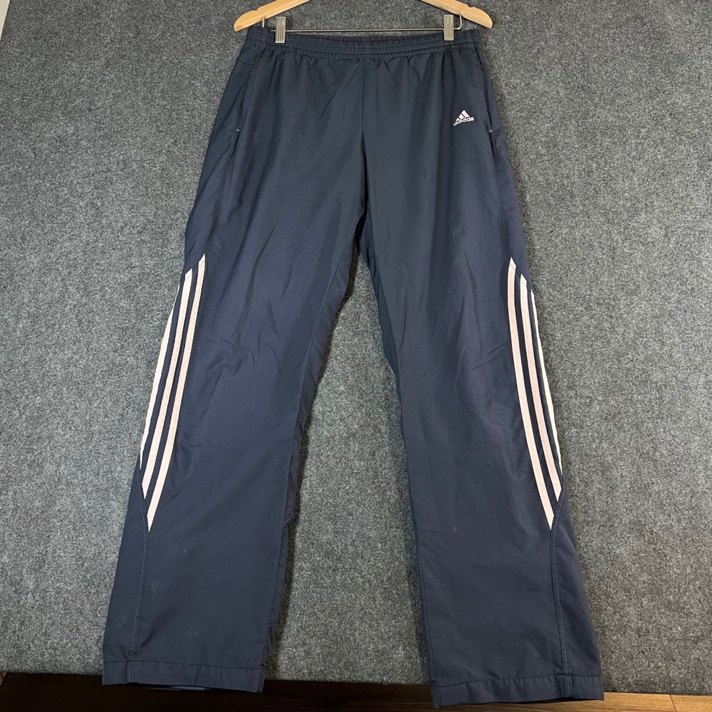 Adidas Womens Navy Pink Stripe Mesh Lined Track Pants 116799 Size M